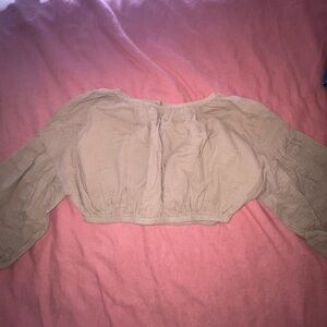 MARBLE Beige Casual Peasant Top